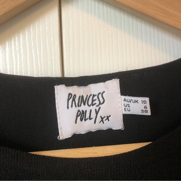 Princess Polly Dress Women’s 6 Ruched Side Black Stretch Tie Up Midi Bodycon - Picture 3 of 10